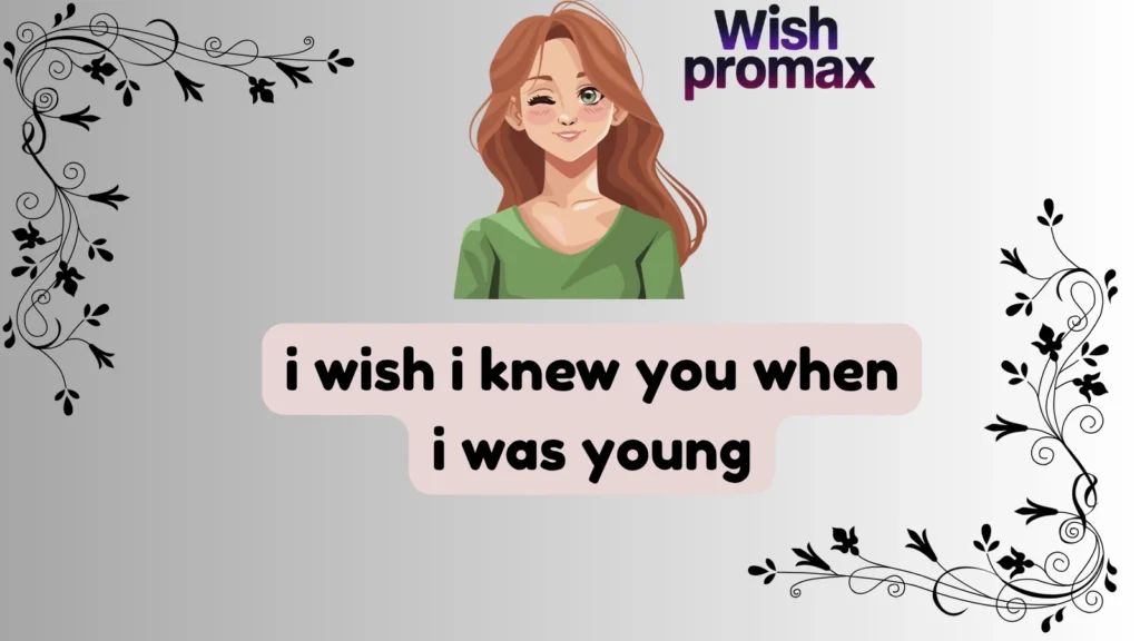 i wish i knew you when i was young